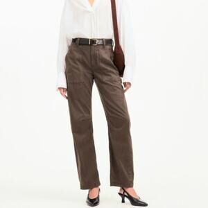 Madewell Darted Barrel Pants Classic Soft Brown Cotton Blend Twill Button Zip 33